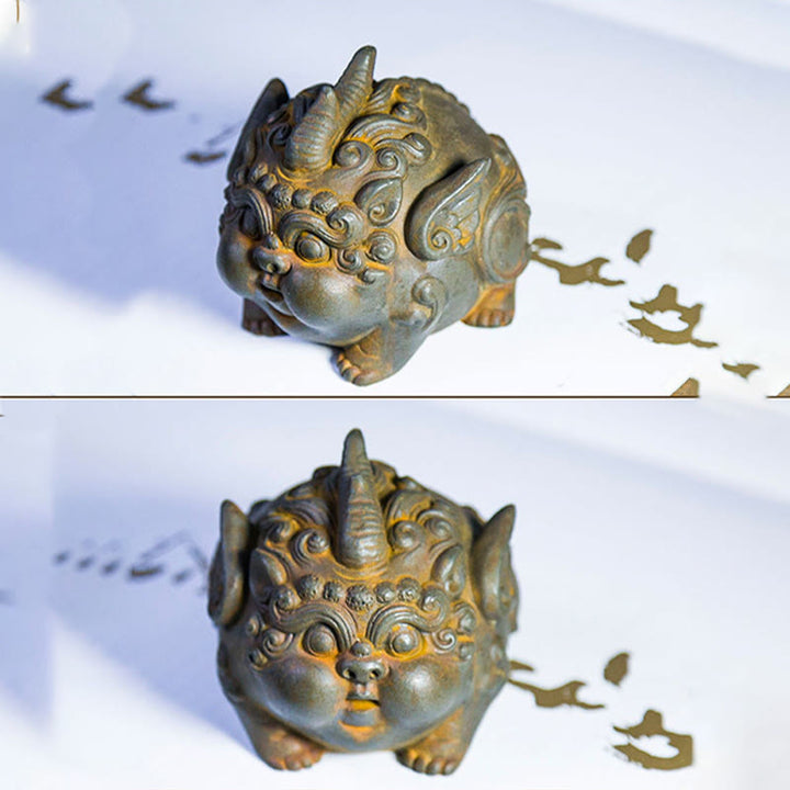 Buddha Stones手作り 富 貔貅 鉄粉 錆 鋳造 樹脂 像 家の装飾