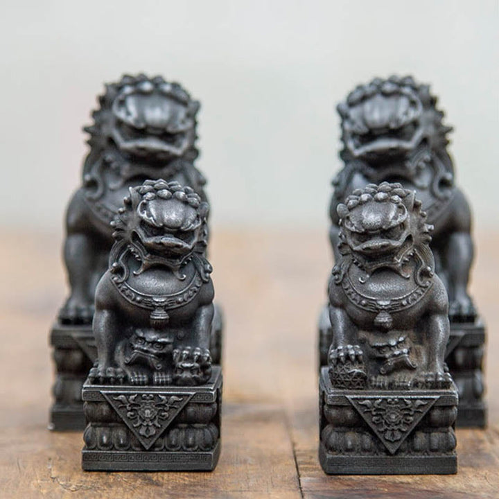 Buddha Stones手作り 獅子 福犬 鉄粉 錆 鋳造 樹脂 像 魔除け 守護 家の装飾