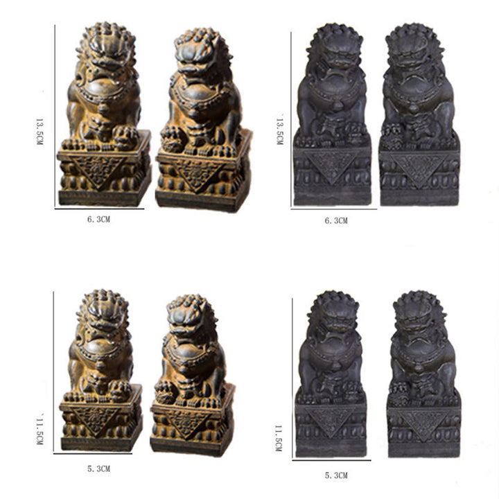 Buddha Stones手作り 獅子 福犬 鉄粉 錆 鋳造 樹脂 像 魔除け 守護 家の装飾