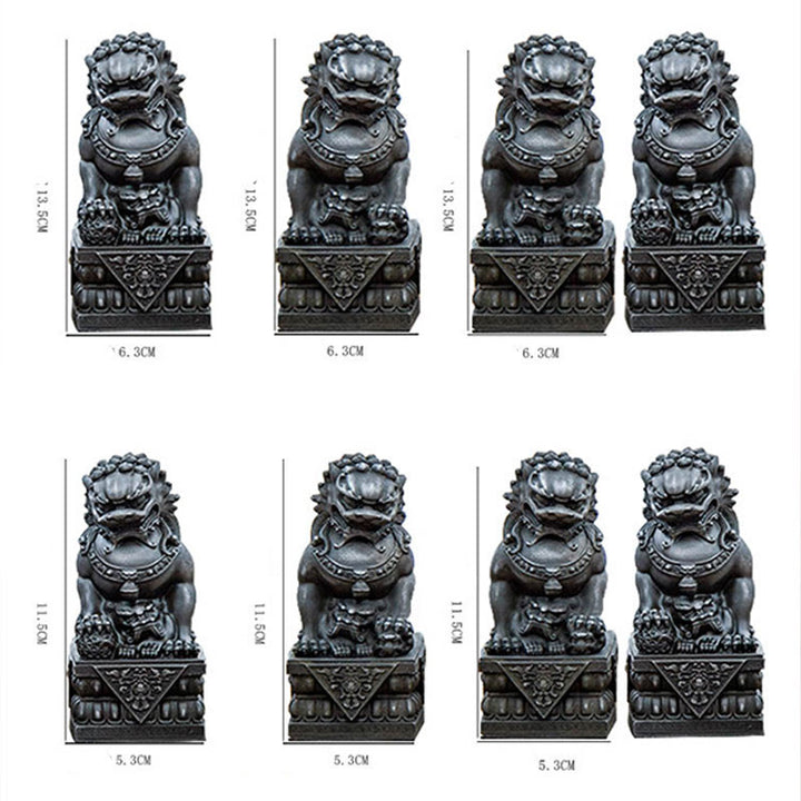 Buddha Stones手作り 獅子 福犬 鉄粉 錆 鋳造 樹脂 像 魔除け 守護 家の装飾