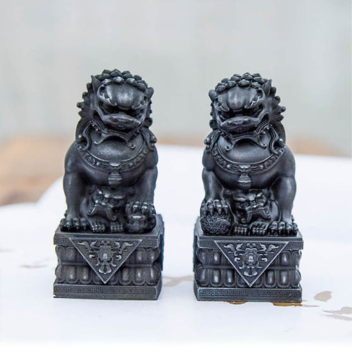 Buddha Stones手作り 獅子 福犬 鉄粉 錆 鋳造 樹脂 像 魔除け 守護 家の装飾