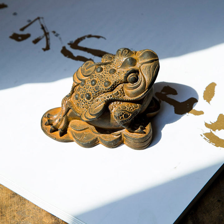 Buddha Stones手作り 風水 カエル ヒキガエル 銅貨 鉄粉 錆 鋳造 樹脂 像 家の装飾