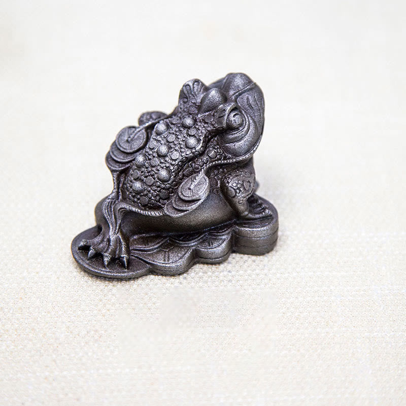 Buddha Stones手作り 風水 カエル ヒキガエル 銅貨 鉄粉 錆 鋳造 樹脂 像 家の装飾 - 風水カエル - 研磨バージョン 6*6*7cm - image 17
