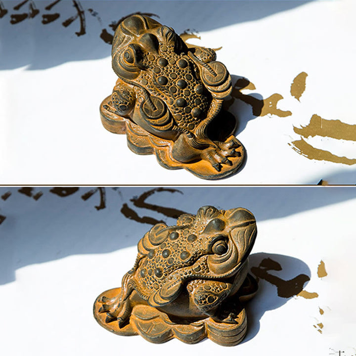 Buddha Stones手作り 風水 カエル ヒキガエル 銅貨 鉄粉 錆 鋳造 樹脂 像 家の装飾