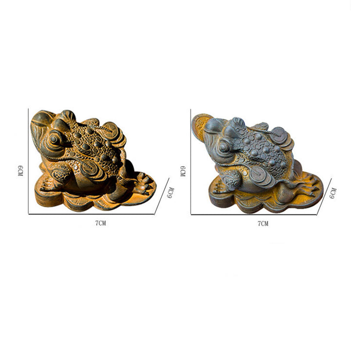 Buddha Stones手作り 風水 カエル ヒキガエル 銅貨 鉄粉 錆 鋳造 樹脂 像 家の装飾