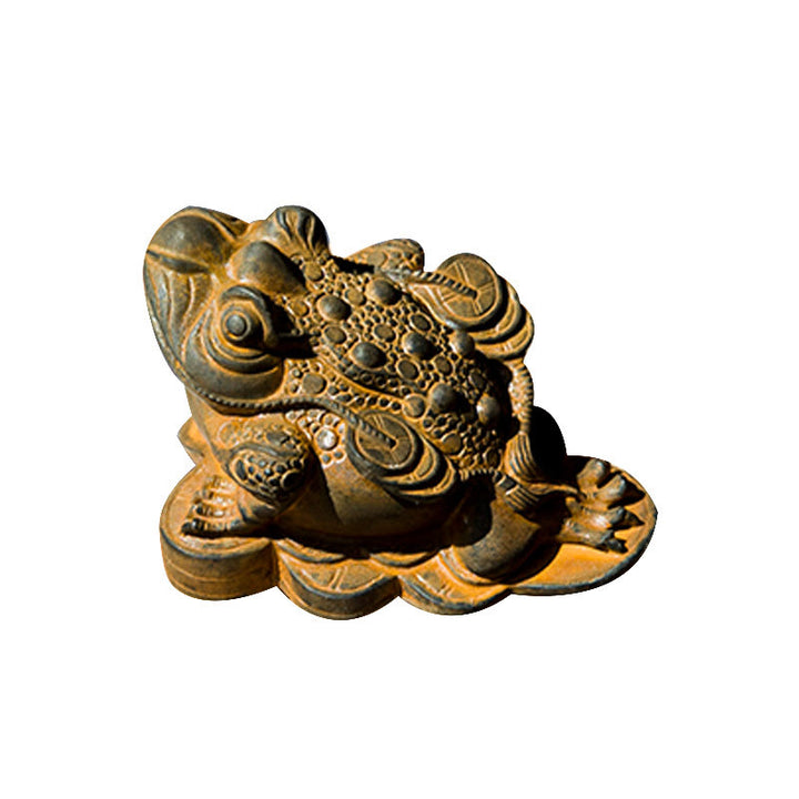 Buddha Stones手作り 風水 カエル ヒキガエル 銅貨 鉄粉 錆 鋳造 樹脂 像 家の装飾