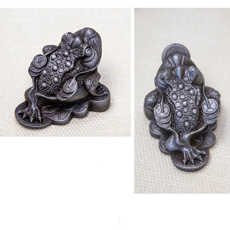 Buddha Stones手作り 風水 カエル ヒキガエル 銅貨 鉄粉 錆 鋳造 樹脂 像 家の装飾