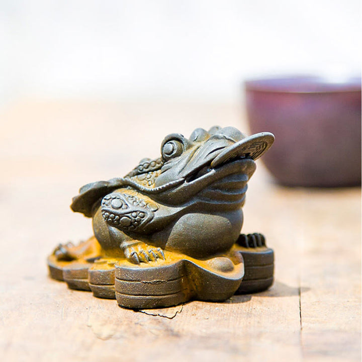 Buddha Stones手作り 風水 カエル ヒキガエル 銅貨 鉄粉 錆 鋳造 樹脂 像 家の装飾