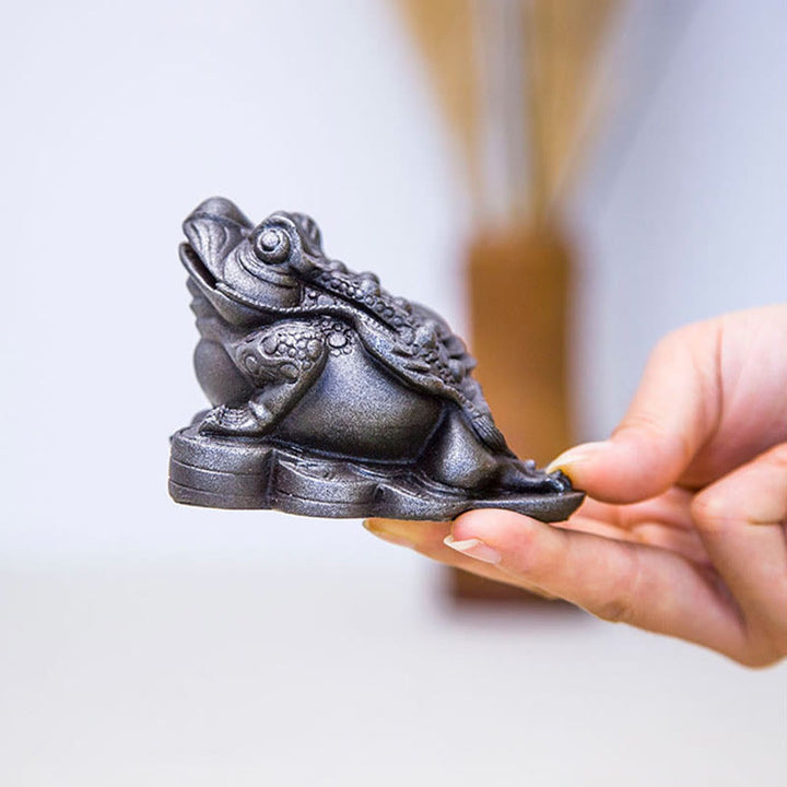Buddha Stones手作り 風水 カエル ヒキガエル 銅貨 鉄粉 錆 鋳造 樹脂 像 家の装飾