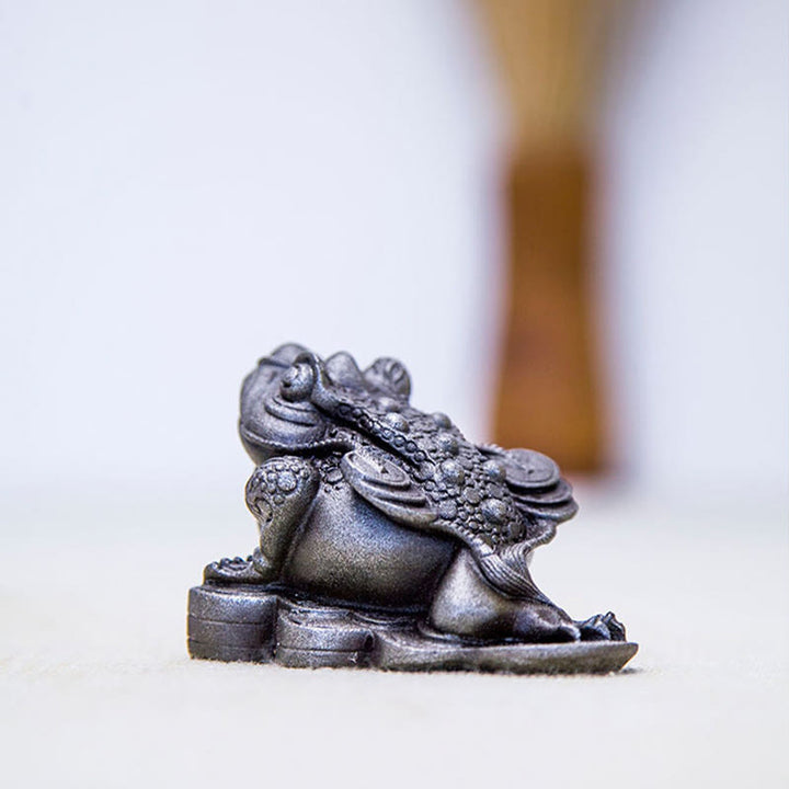 Buddha Stones手作り 風水 カエル ヒキガエル 銅貨 鉄粉 錆 鋳造 樹脂 像 家の装飾