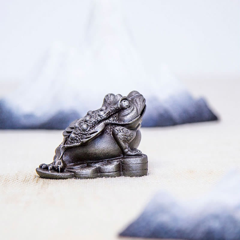 Buddha Stones手作り 風水 カエル ヒキガエル 銅貨 鉄粉 錆 鋳造 樹脂 像 家の装飾