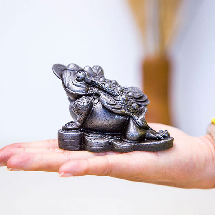 Buddha Stones手作り 風水 カエル ヒキガエル 銅貨 鉄粉 錆 鋳造 樹脂 像 家の装飾