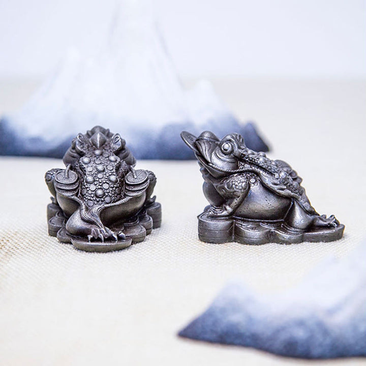 Buddha Stones手作り 風水 カエル ヒキガエル 銅貨 鉄粉 錆 鋳造 樹脂 像 家の装飾