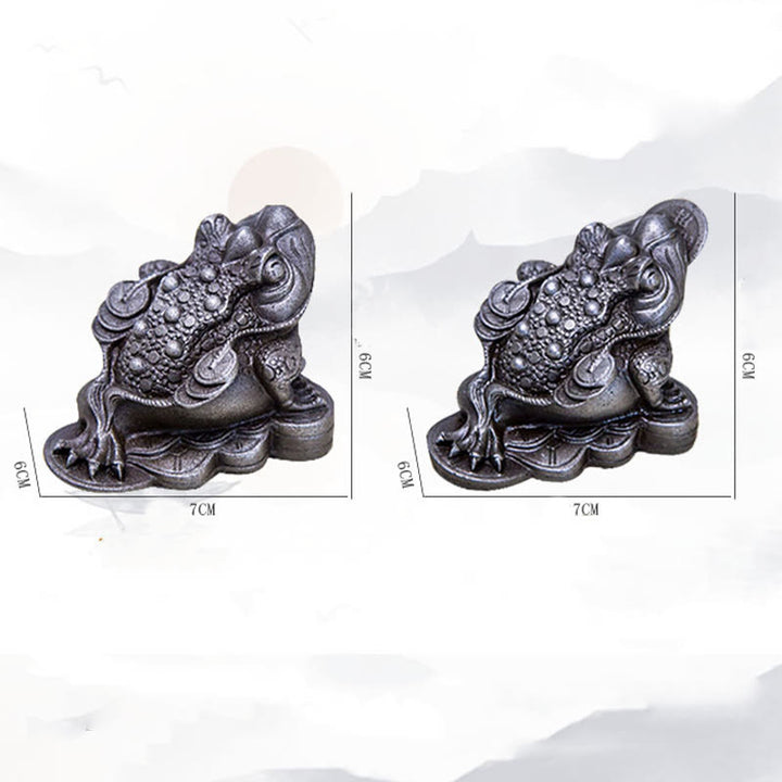 Buddha Stones手作り 風水 カエル ヒキガエル 銅貨 鉄粉 錆 鋳造 樹脂 像 家の装飾