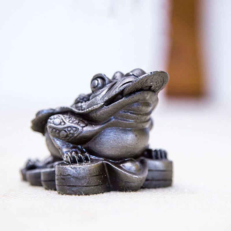 Buddha Stones手作り 風水 カエル ヒキガエル 銅貨 鉄粉 錆 鋳造 樹脂 像 家の装飾