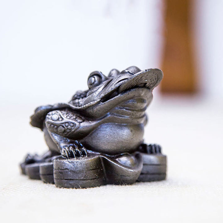 Buddha Stones手作り 風水 カエル ヒキガエル 銅貨 鉄粉 錆 鋳造 樹脂 像 家の装飾
