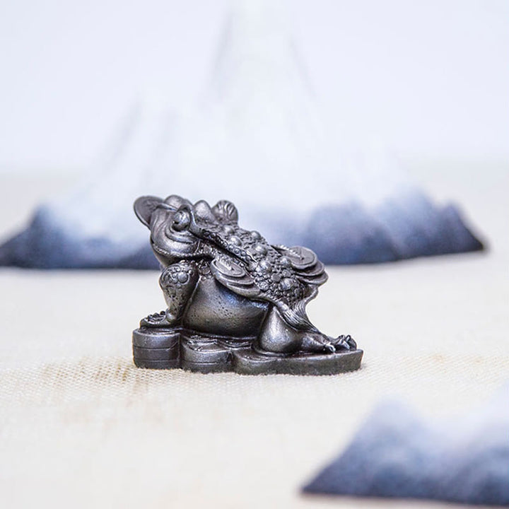 Buddha Stones手作り 風水 カエル ヒキガエル 銅貨 鉄粉 錆 鋳造 樹脂 像 家の装飾