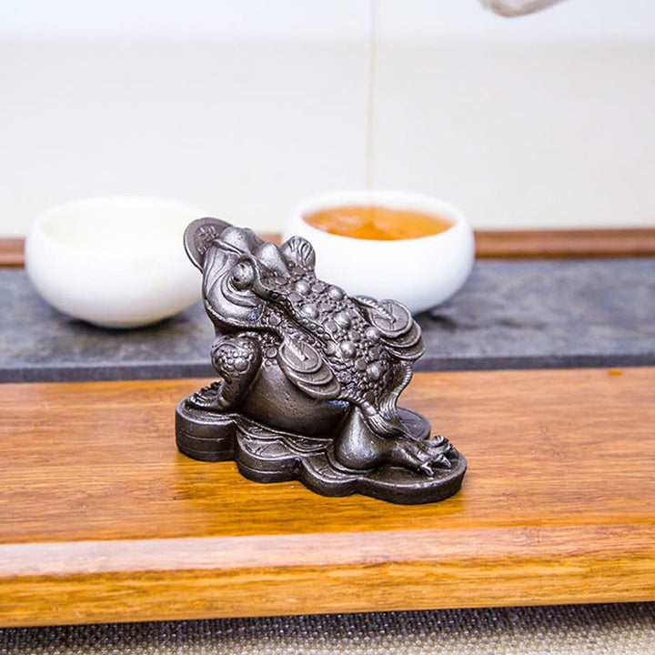 Buddha Stones手作り 風水 カエル ヒキガエル 銅貨 鉄粉 錆 鋳造 樹脂 像 家の装飾