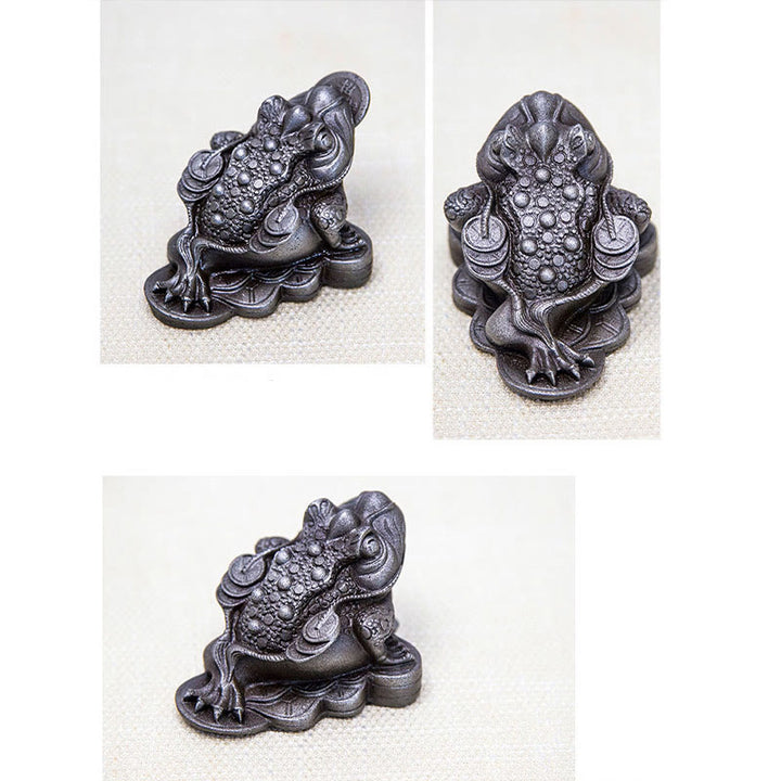Buddha Stones手作り 風水 カエル ヒキガエル 銅貨 鉄粉 錆 鋳造 樹脂 像 家の装飾