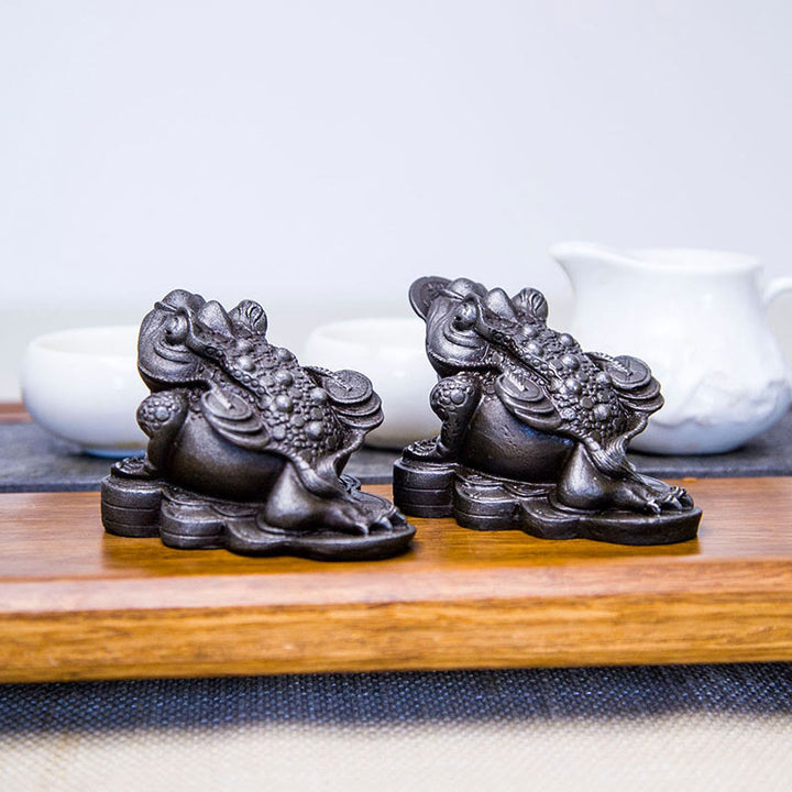 Buddha Stones手作り 風水 カエル ヒキガエル 銅貨 鉄粉 錆 鋳造 樹脂 像 家の装飾