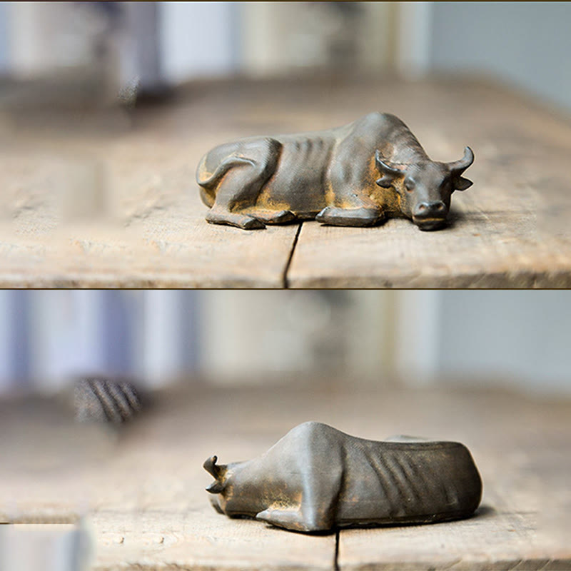 Buddha Stones手作り 小型 水牛 雄牛 鉄粉 錆 鋳造 樹脂 像 家の装飾