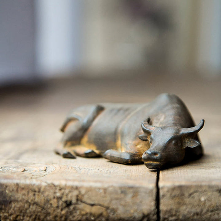 Buddha Stones手作り 小型 水牛 雄牛 鉄粉 錆 鋳造 樹脂 像 家の装飾 - image 2