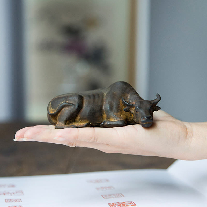 Buddha Stones手作り 小型 水牛 雄牛 鉄粉 錆 鋳造 樹脂 像 家の装飾 - image 5