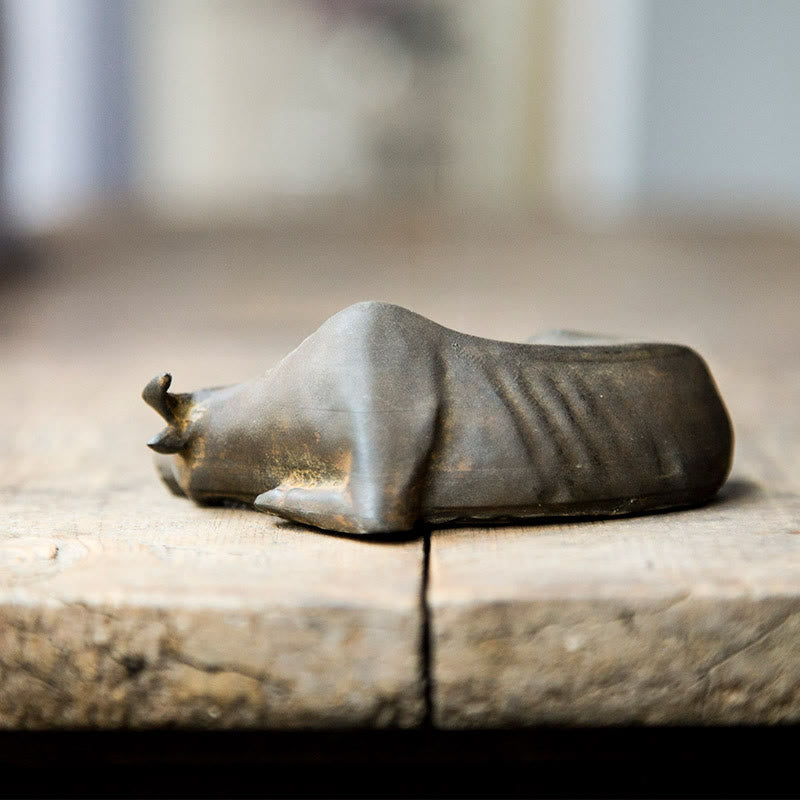 Buddha Stones手作り 小型 水牛 雄牛 鉄粉 錆 鋳造 樹脂 像 家の装飾 - image 3