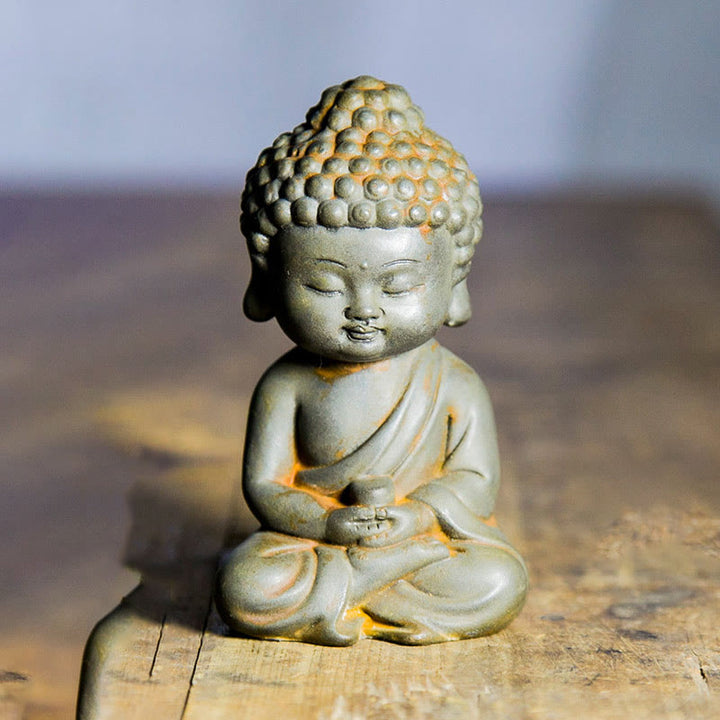 Buddha Stones手作り地蔵観音観音観音菩薩如来鉄粉錆キャスト樹脂像家の装飾 - Rustバージョン - 如来像 11.5×7.1×5.5cm - image 12