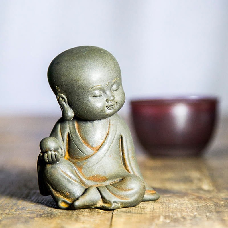 Buddha Stones手作り地蔵観音観音観音菩薩如来鉄粉錆キャスト樹脂像家の装飾 - image 3