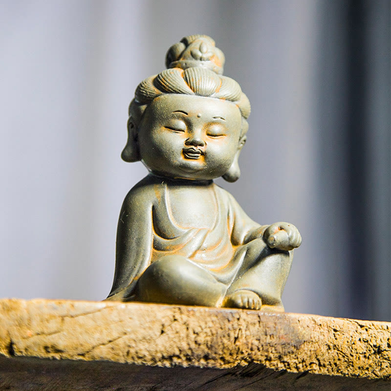 Buddha Stones手作り地蔵観音観音観音菩薩如来鉄粉錆キャスト樹脂像家の装飾 - image 9