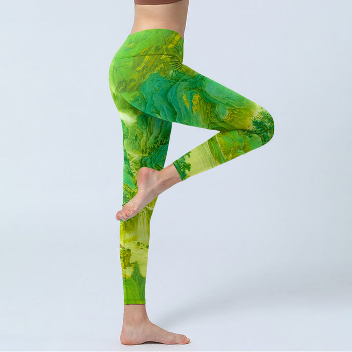 Buddha Stones、山、川、風景のプリントジムレギンス、レディースヨガパンツ - image 4