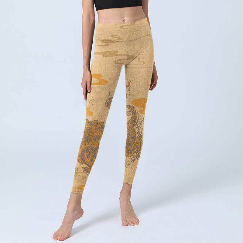 Buddha Stonesと貔貅雲柄のジムレギンス レディース ヨガパンツ - image 5