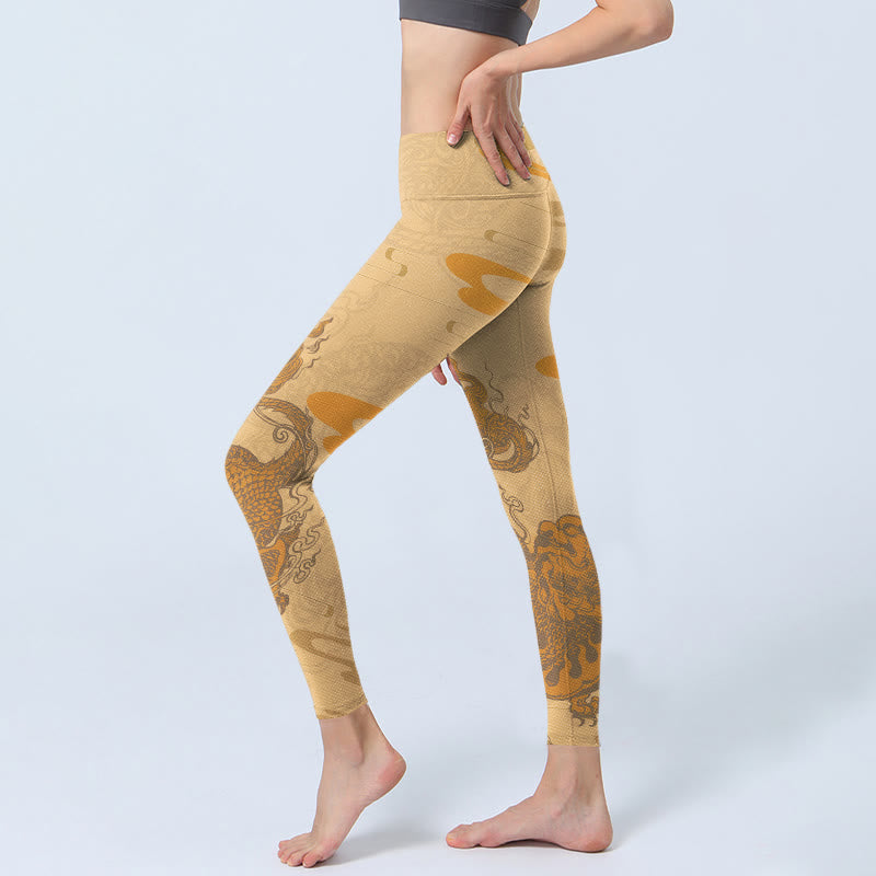 Buddha Stonesと貔貅雲柄のジムレギンス レディース ヨガパンツ - image 3