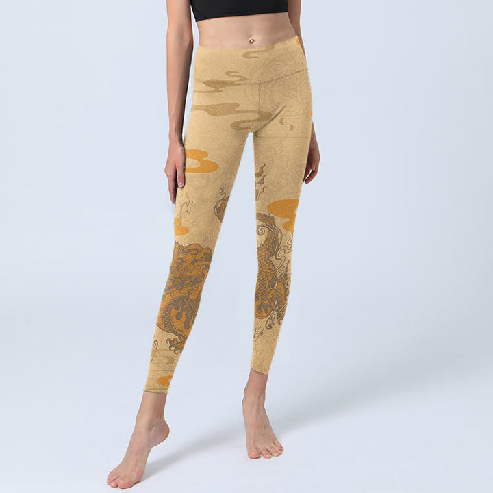 Buddha Stonesと貔貅雲柄のジムレギンス レディース ヨガパンツ - image 6