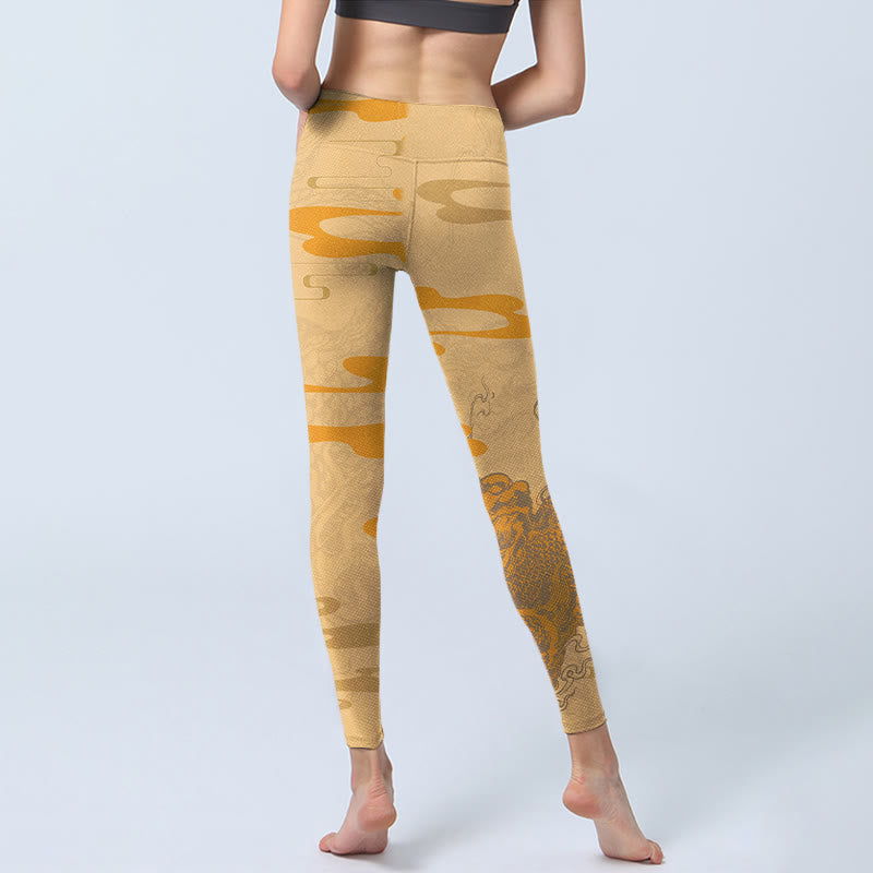 Buddha Stonesと貔貅雲柄のジムレギンス レディース ヨガパンツ - image 6