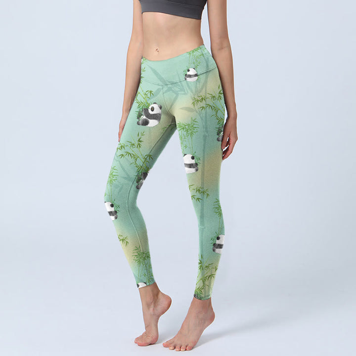 Buddha Stonesバンブーパンダプリント ジムレギンス レディース ヨガパンツ - アクアマリン - US18、 UK/AU22、 EU50 (4XL) - image 1