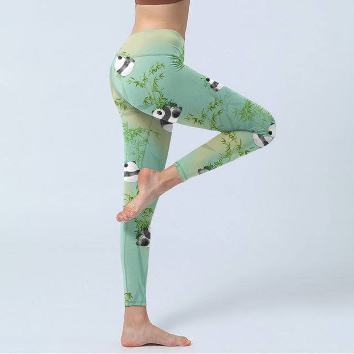 Buddha Stonesバンブーパンダプリント ジムレギンス レディース ヨガパンツ - image 4