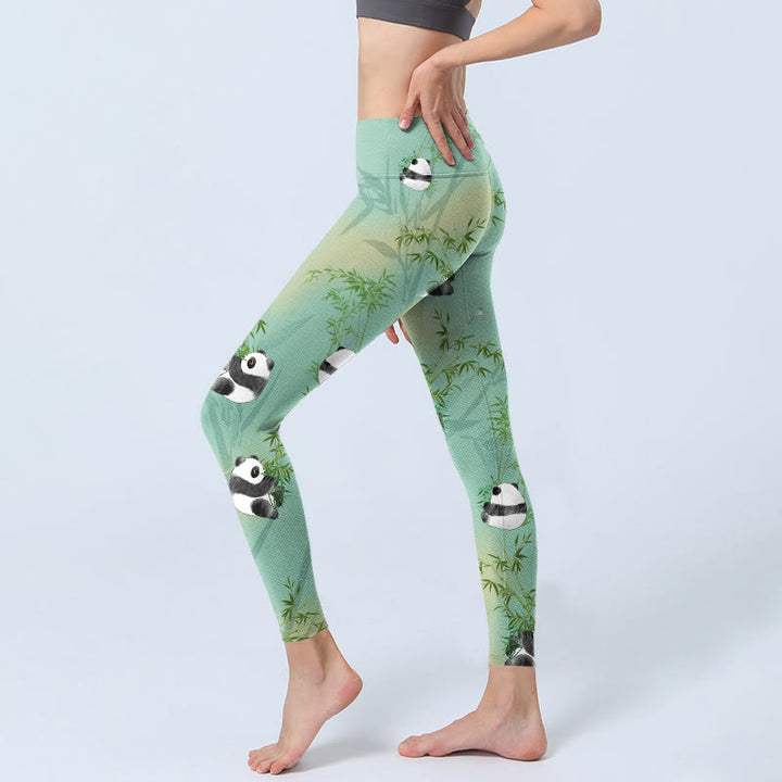 Buddha Stonesバンブーパンダプリント ジムレギンス レディース ヨガパンツ - image 3