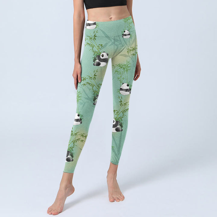 Buddha Stonesバンブーパンダプリント ジムレギンス レディース ヨガパンツ - image 6