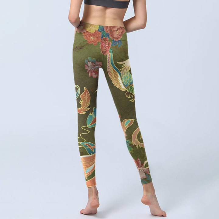 Buddha Stonesと鮮やかなフェニックスの花柄プリントのジムレギンス レディース ヨガパンツ - image 7