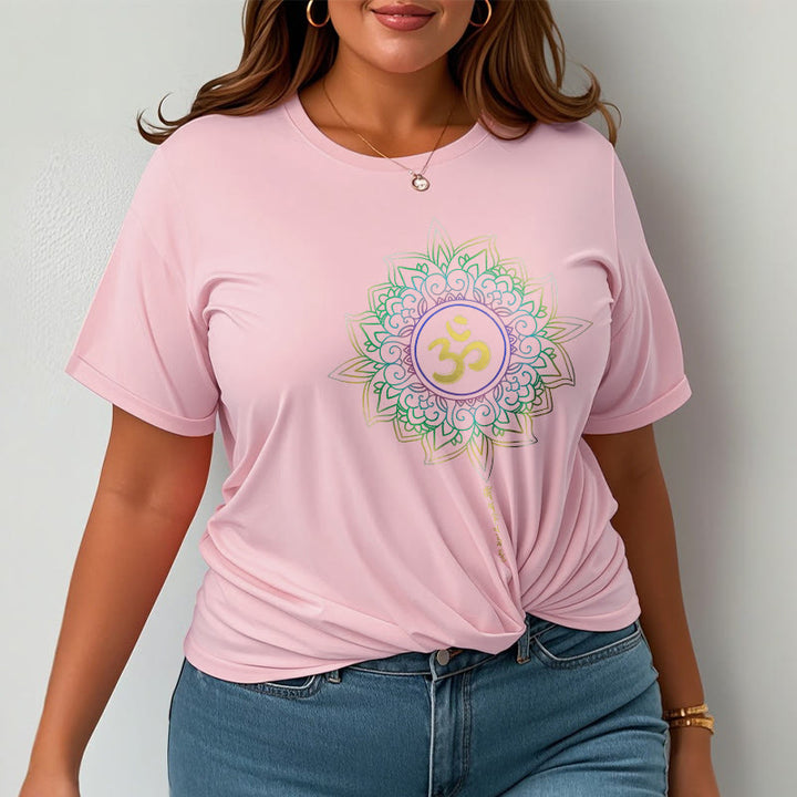 Buddha StonesOM イエローグリーン グラデーション ロータス コットン Tシャツ - image 20