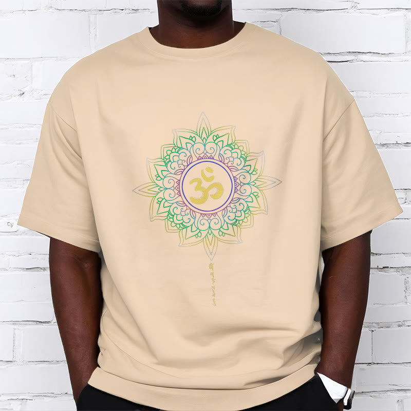 Buddha StonesOM イエローグリーン グラデーション ロータス コットン Tシャツ - image 9