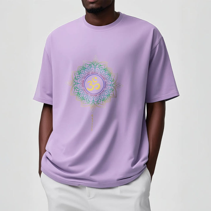 Buddha StonesOM イエローグリーン グラデーション ロータス コットン Tシャツ - image 16