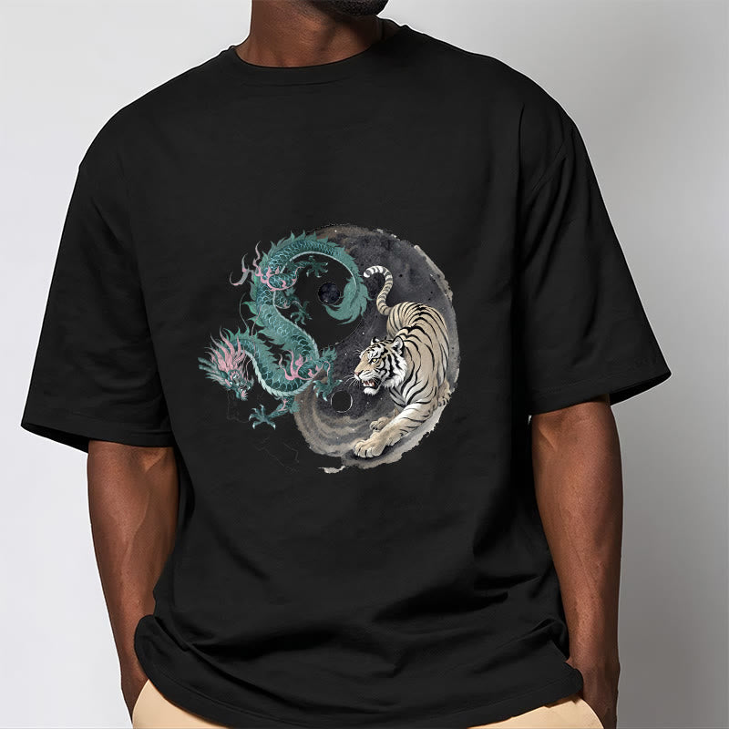 Buddha Stones、虎、龍、陰陽コットンTシャツ - image 6