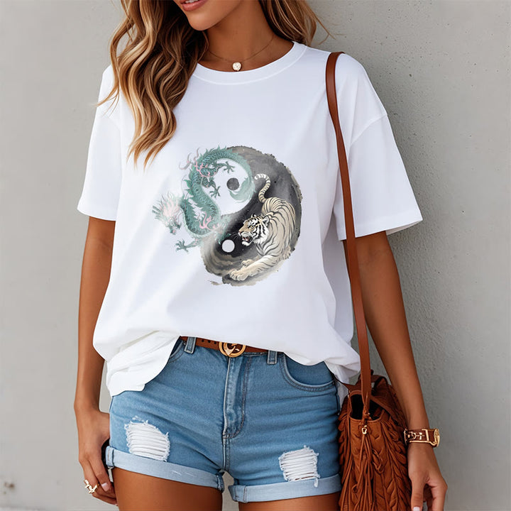 Buddha Stones、虎、龍、陰陽コットンTシャツ - image 12