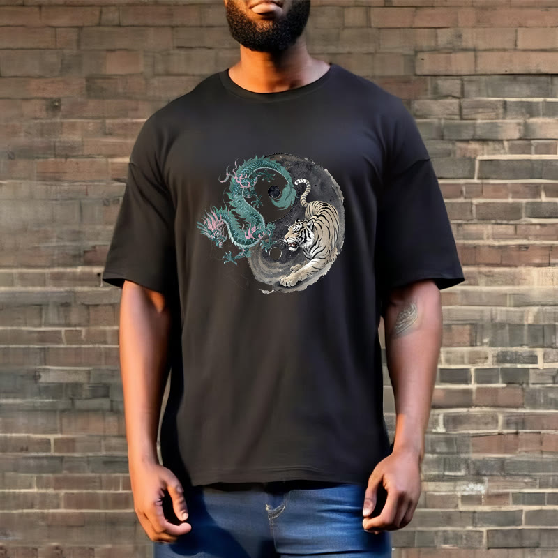 Buddha Stones、虎、龍、陰陽コットンTシャツ - image 8