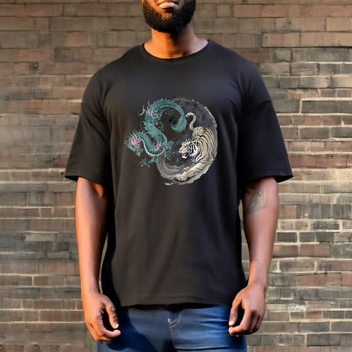 Buddha Stones、虎、龍、陰陽コットンTシャツ - image 8