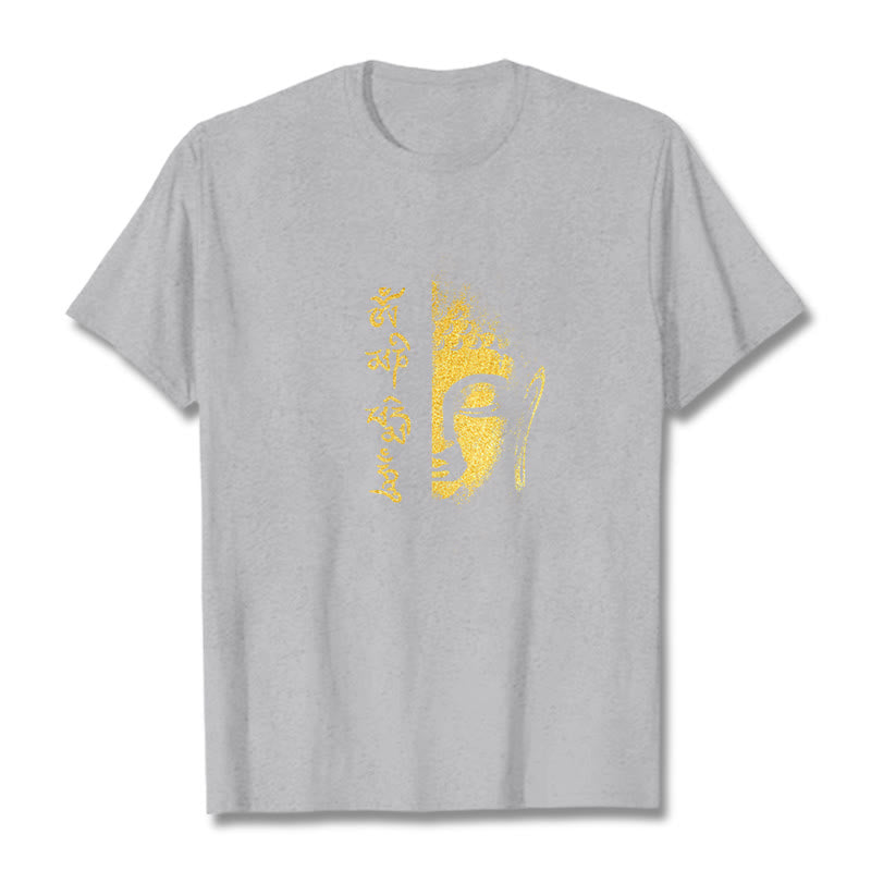 Buddha Stonesオーム・マニ・パドメ・フムゴールデン ブッダ コットン Tシャツ Tシャツ - ライトグレー - 2XL - image 18