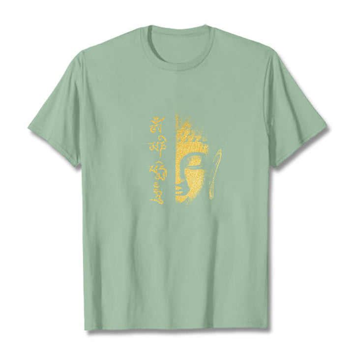 Buddha Stonesオーム・マニ・パドメ・フムゴールデン ブッダ コットン Tシャツ Tシャツ - ペールグリーン - 2XL - image 14